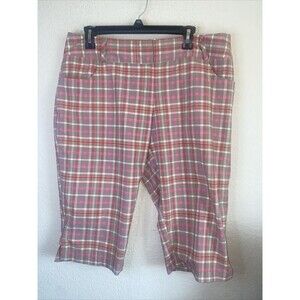 Adidas Capri Golf Pants Plaid Crop Climalite Mid Rise Pockets Athletic 14